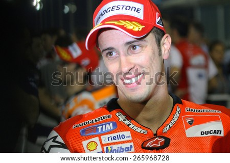 LOSAIL - QATAR, MARCH 28: Italian Ducati rider Andrea Dovizioso at 2015 Commercial Bank MotoGP of Qatar at Losail circuit on March 28, 2015
