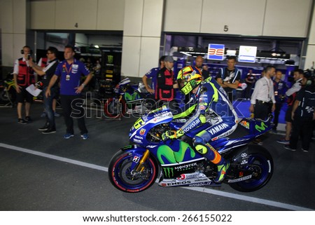 LOSAIL - QATAR, MARCH 29: Italian Yamaha rider Valentino Rossi wins the 2015 Commercial Bank MotoGP of Qatar at Losail circuit on March 29, 2015