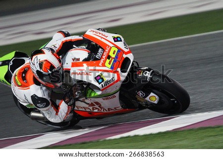 LOSAIL - QATAR, MARCH 27: Colombian Ducati rider Yonny Hernandez at 2015 Commercial Bank MotoGP of Qatar at Losail circuit on March 27, 2015