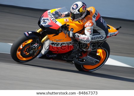 INDIANAPOLIS - AUGUST 27: Italian Honda rider Andrea Dovizioso during practice at 2011 Red Bull MotoGP of Indianapolis on August 27, 2011