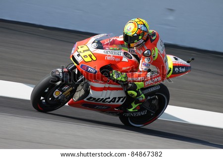 INDIANAPOLIS - AUGUST 27: Italian Ducati rider Valentino Rossi during practice at 2011 Red Bull MotoGP of Indianapolis on August 27, 2011