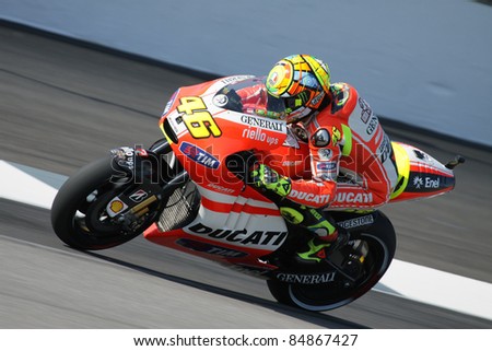 INDIANAPOLIS - AUGUST 27: Italian Ducati rider Valentino Rossi during practice at 2011 Red Bull MotoGP of Indianapolis on August 27, 2011