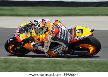 INDIANAPOLIS - AUGUST 26: Italian Honda rider Andrea Dovizioso during practice at 2011 Red Bull Indianapolis MotoGP on August 26, 2011