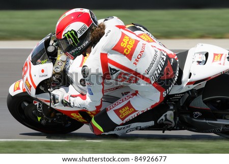 INDIANAPOLIS - AUGUST 26: Italian Honda rider Marco Simoncelli during practice at 2011 Red Bull Indianapolis MotoGP on August 26, 2011