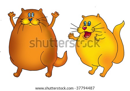 fat cat cartoon character. stock photo : orange fat cats
