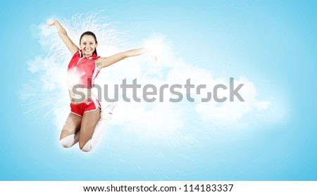 Young woman dancer illustration. With lights effect.
