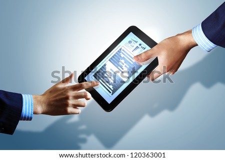 Modern computer technology in business illustration with wireless device