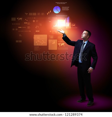 Modern people doing business, young businessman with money symbols