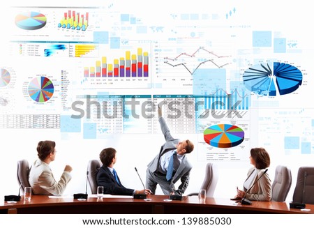 Image Of Businesspeople At Presentation Looking At Virtual Project