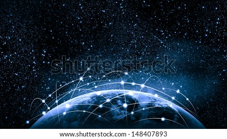 Blue Vivid Image Of Globe. Globalization Concept. Elements Of This Image Are Furnished By Nasa