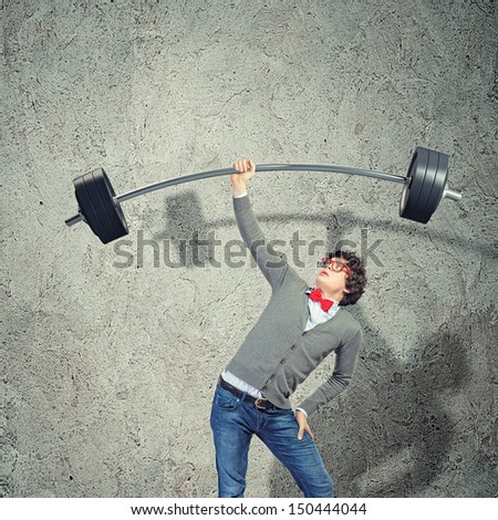 Weight Lifting businessman with a red tie. illustration