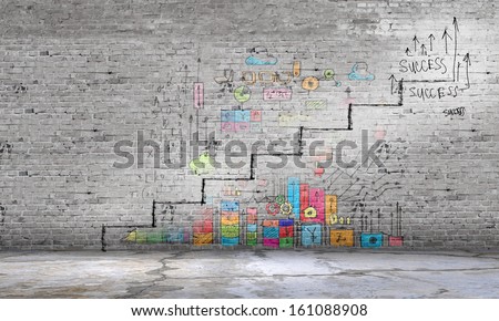 Background image of ladder of success drawn on wall