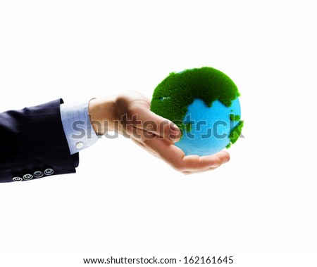 Image of Earth planet in human hands. Protect planet