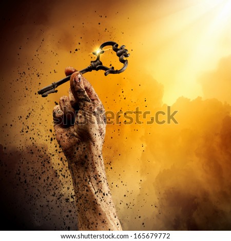 Key In Human Hand. Struggle And Success
