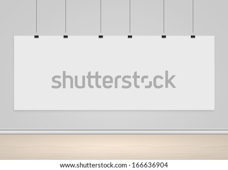 Blank banner hanging on wall. Place for text