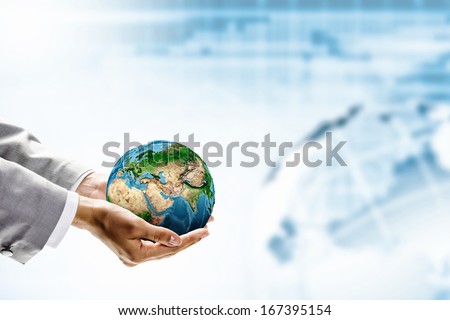 Image of Earth planet in human hands. Protect planet. Elements of this image are furnished by NASA