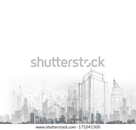 Background Image With Drawings Of Modern City