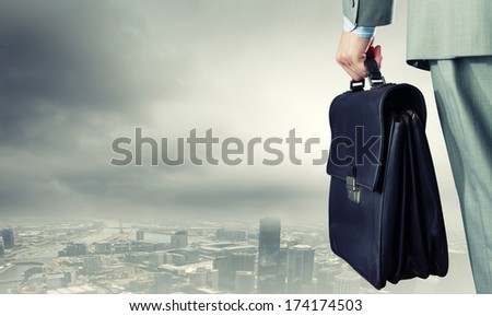 Back View Of Businessman With Suitcase In Hand