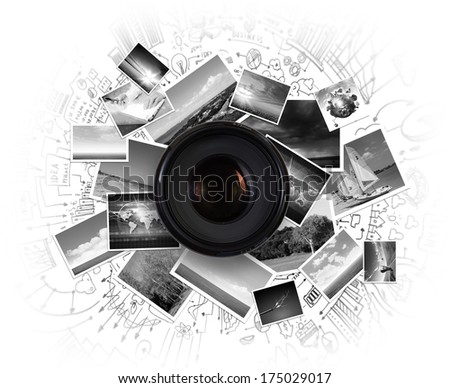 Camera lens against light background Photography business Camera lens against light background Photography business