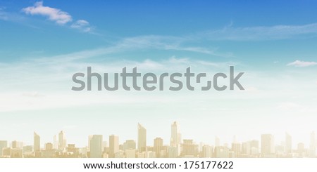 Urban Scene With Buildings And Skyscrapers In Sunlight