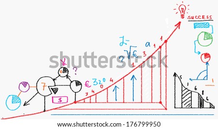 Background image with increasing graph. Marketing strategy