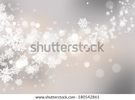 Conceptual image with snowflakes on golden background