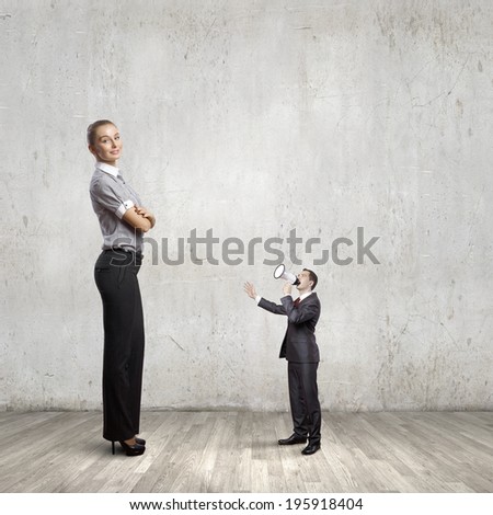 Businesspeople of various sizes. Business relations concept