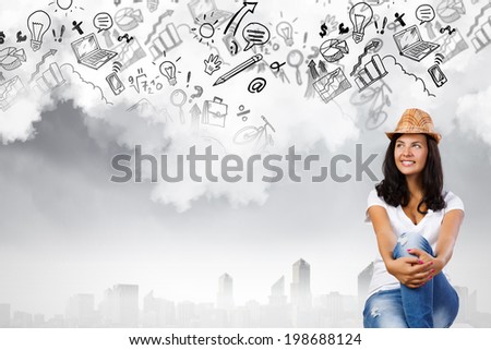 Young pretty lady in casual dreaming about future