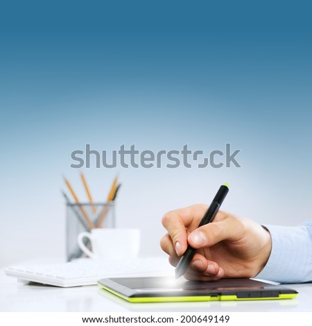 Close up of human hand drawing business strategy plan