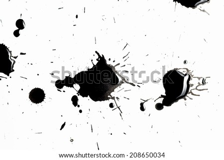 Abstract image with splashes of black paint on white background