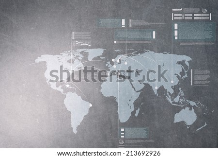 Background conceptual image with world map and connection lines