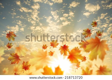 Background conceptual image with autumn falling leaves