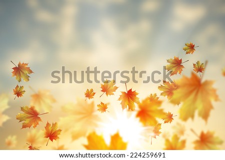 Background conceptual image with autumn falling leaves