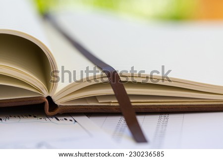 the opened book on the table