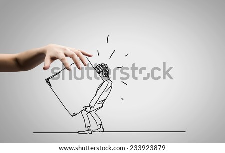 Hand draw pencil caricature of funny businessman