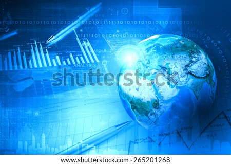 Background image with financial charts and graphs on the table. Elements of this image are furnished by NASA