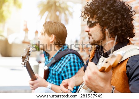 Band of musicians playing in the street