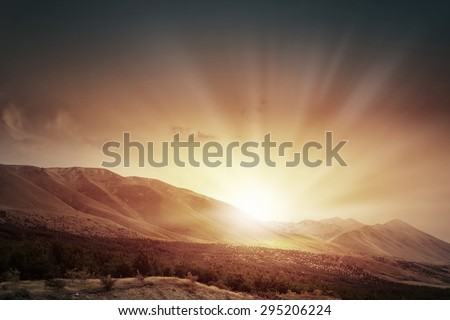 Natural landscape beautiful sunrise above mountain top