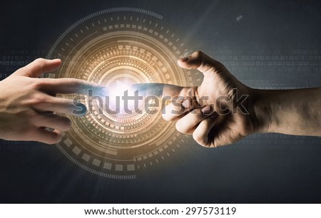 Close up of human hands reaching each other with fingers