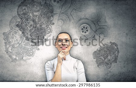 Portrait of young thoughtful woman in grunge style