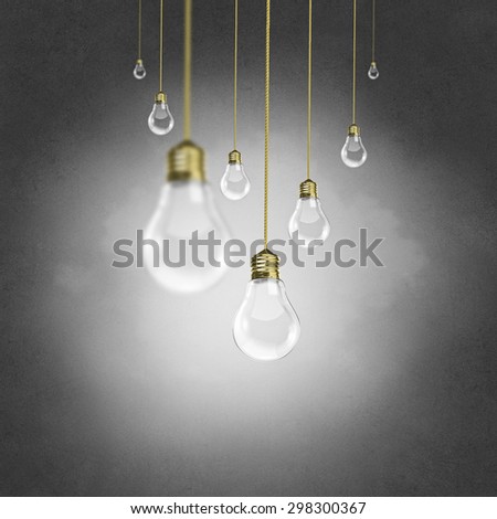 Many glass light bulbs hanging from above