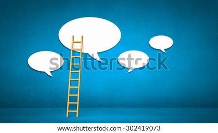 Conceptual image with ladder to chat clouds