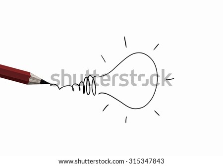 Idea concept image with pencil drawing light bulb