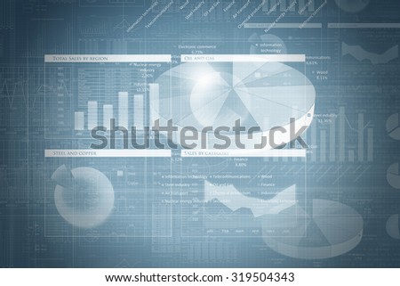 Background image with multi media graphs and diagrams
