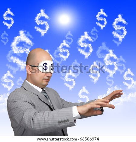 a business man with closed eyes against dollars nackground