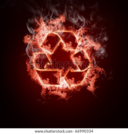 Symbol recycle open arms fire on a black background