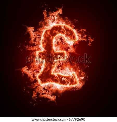 Money symbol open arms fire on a black background