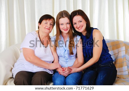 three generations of women together - mother, daughter and grandmother