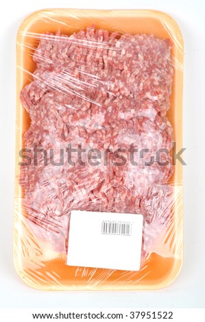 ground meat in the shop packing