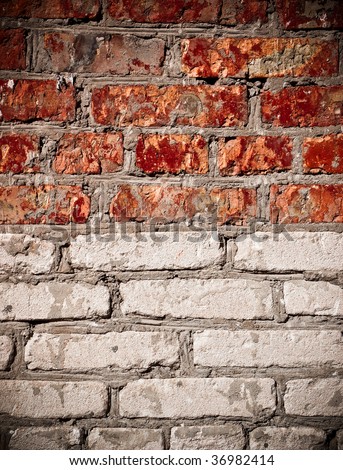 red and white brick wall